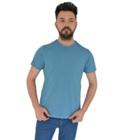 Erkek Sıfır Yaka Tişört Penye BGL-ST02799 (Mavi)