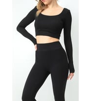 DoReMi Seamless Straplez Uzun Kollu Fitilli Büstiyer (Siyah)