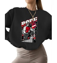 erkek Sweatshirt unisex kalın 3 iplik şardonlu Uyarıcı vermek Baskılı Sweatshirt bisiklet yaka (Siyah)