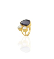 Kadir Jewellery 22 Ayar Altın Kaplama Kadın Zirkon Taşlı Yüzük-El İşçiliği Ve Özel Tasarım (Mor)