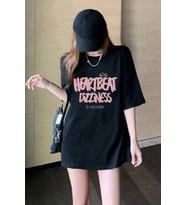 Unisex Heart Beat Baskılı Oversize Tshirt (Siyah)