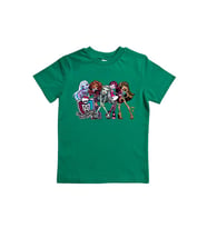 MONSTER HIGH baskılı pamuklu penye kumaş yazlık çocuk tişört (Yeşil)