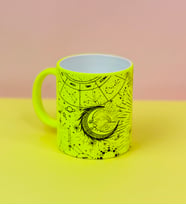 Tarot Ay Ve Güneş Tasarımlı Neon Kupa Bardak (Sarı)