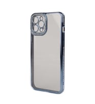 Apple iPhone 12 Pro Kılıf Kamera Korumalı Taşlı Zore Mina Kılıf (Mavi)