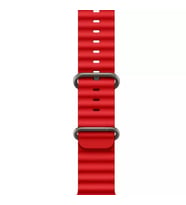 Apple Watch Ultra 49mm Uyumlu Ocean Kordon Silikon Kayış Okyanus Kordon (Kırmızı)