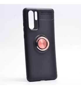 Huawei P30 Pro Kılıf Yüzüklü Magnetli Ravel Case (Siyah-Rose Gold)
