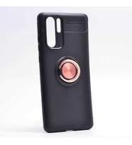 Huawei P30 Pro Kılıf Yüzüklü Magnetli Ravel Case (Siyah-Rose Gold)