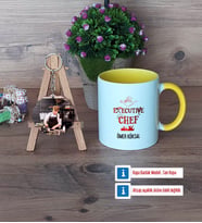 Aşçıya Hediye Kupa Bardak Beyaz ve Fotoğraflı Ahşap Anahtarlık Hediye (Model 7)