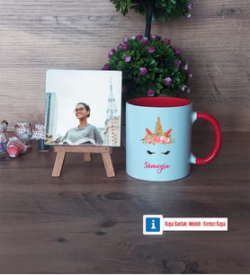 Unicorn Fotoğraflı Dekoratif Taş, Kupa Bardak Beyaz Hediye (Model 2)