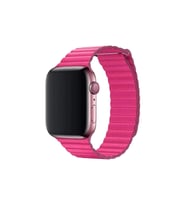BİPOWER Apple Watch 42-44mm KRD6 Deri Bükme Kordon (Pembe)