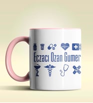 Kişiye Özel Eczacı 2 Tasarımlı Turuncu Kupa Bardak (Pembe)