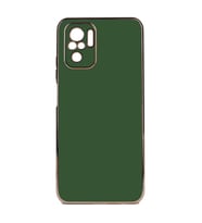 Xiaomi Redmi Note 10S Kılıf Kenarları Gold Kamera Korumalı Renkli Pastel Silikon Açık Yeşil BARK (Koyu Yeşil)
