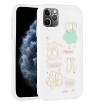 iPhone 11 Pro Max Uyumlu Kılıf Kabartma Figürlü Parlak Toys Silikon Kapak (Beyaz)