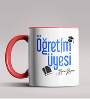 Kişiye Özel Öğretim Üyesi Tasarımlı Siyah Renk Kupa Bardak  (Kırmızı)