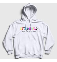 Presmono Unisex Gri Astroworld V4 Travis Scott Kapüşonlu Sweatshirt 44825tt (Beyaz)