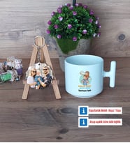 Babalar Günü Hediyesi Kupa Bardak Beyaz ve Fotoğraflı Ahşap Anahtarlık Hediye Babaya Hediye (Model 12)