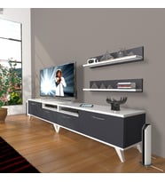 Decoraktiv Eko 220r Mdf Retro Tv Ünitesi Tv Sehpası (Beyaz - Antrasit)