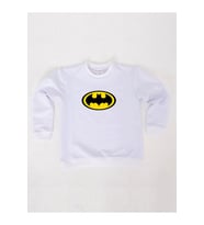Batman baskılı pamuklu kumaş çocuk sweatshirt (Beyaz)