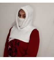 Yünlü Unısex Kış Şapkaları, El Yapımı Yetişkin Balaclava, Handmade Kadın-Erkek Balaklava (Ekru)