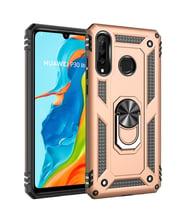 Microsonic Huawei P30 Lite Kılıf Military Ring Holder (Gold)