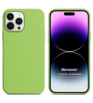Microsonic Apple iPhone 15 Pro Kılıf Liquid Lansman Silikon Mor (Açık Yeşil)