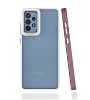 Galaxy A72 Kılıf Zore Mima Kenarları Renkli Silikon Kılıf (Mürdüm)