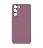 Samsung Galaxy S22 Kılıf Kenarları Gold Kamera Korumalı Renkli Pastel Silikon Açık Yeşil BARK (Mor)