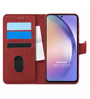 Microsonic Samsung Galaxy A54 Kılıf Fabric Book Wallet Siyah (Kırmızı)