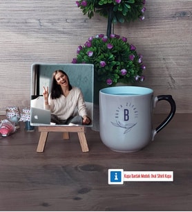 Minimal Baş Harf ve İsim Yazılı Fotoğraflı Dekoratif Taş, Kupa Bardak Beyaz Hediye (Model 10)