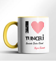 Kişiye Özel Tunceli Seninle Daha Güzel Tema Siyah Renk Kupa (Sarı)