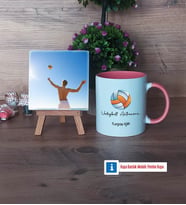 Voleybol Antrenörü Fotoğraflı Dekoratif Taş, Kupa Bardak Beyaz Hediye (Model 6)