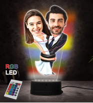 Kişiye Özel Fotoğraflı Sımsıkı Sarılan Çift Tasarımlı Karikatür 3D Led Lamba (RGB)