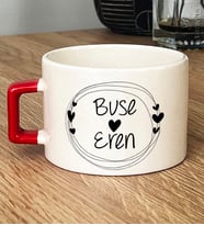 Kişiye Özel İki İsim Yazılı Hediye Lüks Fincan Sevgililer Günü Hediyesi (Kırmızı)