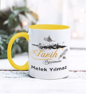 Tarih Öğretmeni Tasarımlı Kişiye Özel Kupa Bardak (Sarı)