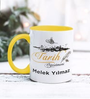 Tarih Öğretmeni Tasarımlı Kişiye Özel Kupa Bardak (Sarı)