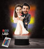 Doğum Günü Hediyesi,Sevgiliye Hediye, Kişiye Özel Fotoğraflı En Tatlı Aile Karikatür 3D Led Lamba (RGB)