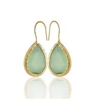 Kadir Jewellery 22 Ayar Altın Kaplama Damla Taşlı Küpe -El İşçiliği Ve Hipoalerjenik Küpe (Açık Yeşil)