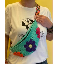 EL ÖRGÜSÜ TASARIM ÇİÇEKLİ FREEBAG ÇAPRAZ ÇANTA SPOR ÇANTA (Cam Göbeği)