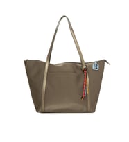 BAGMORİ Renkli Püskül Detaylı Saten Tote Çanta (Gümüş)