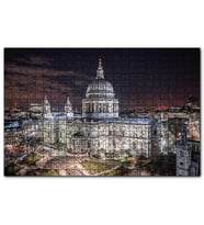 Cakapuzzle Beyaz Kubbeli Bina ve Gece Işıkları  Puzzle Yapboz MDF (Ahşap) (500 Parça)