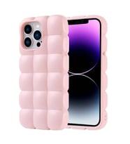 iPhone 14 Pro Max Kılıf Parlak Esnek Silikon Dom Dom Kılıf (Pembe)