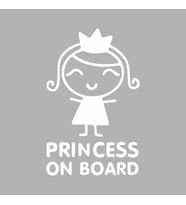 Princess On Board Araba Sticker siyah 10x17 CM (Beyaz)