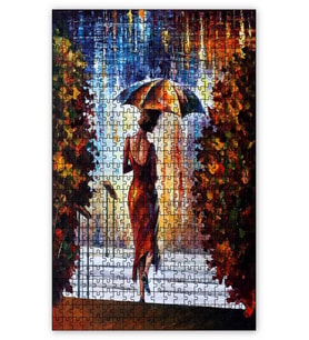 Cakapuzzle Şemsiyeli Kadın Yağlıboya Puzzle Yapboz MDF (Ahşap) (500 Parça)