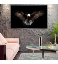 Metal Çerçeveli Kartal Cam Tablo (Gümüş)