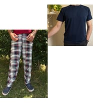 Regular Fit Alt Ekose Pamuklu Örme Bisiklet Yaka Erkek Pijama Takımı (Bordo-Lacivert)