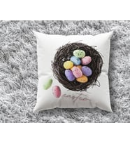 BK Gift Paskalya Tasarımlı Beyaz Kırlent Yastık, Ev Hediyesi, Ev Dekorasyonu, Dekoratif Hediye (Model 1)