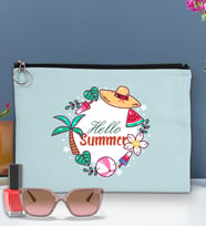 BK Gİft Yaz Temalı-4 Astarlı Portföy Çanta 30x21cm(12 Renk Seçeneği), Baskılı El Çantası, Organizer Çanta (Açık Mavi)