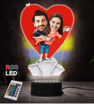 Kişiye Özel Fotoğraflı En Harika Çift Tasarımlı Karikatür 3D Led Lamba (RGB)