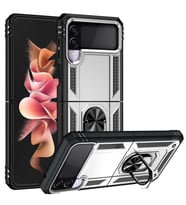 Samsung Galaxy Z Flip 3 Kılıf Yüzüklü Zırh Tank Vega (Gri)