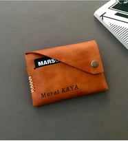 El Yapımı Hakiki Deri Cüzdan Kişiye Özel-ALFA (Camel)